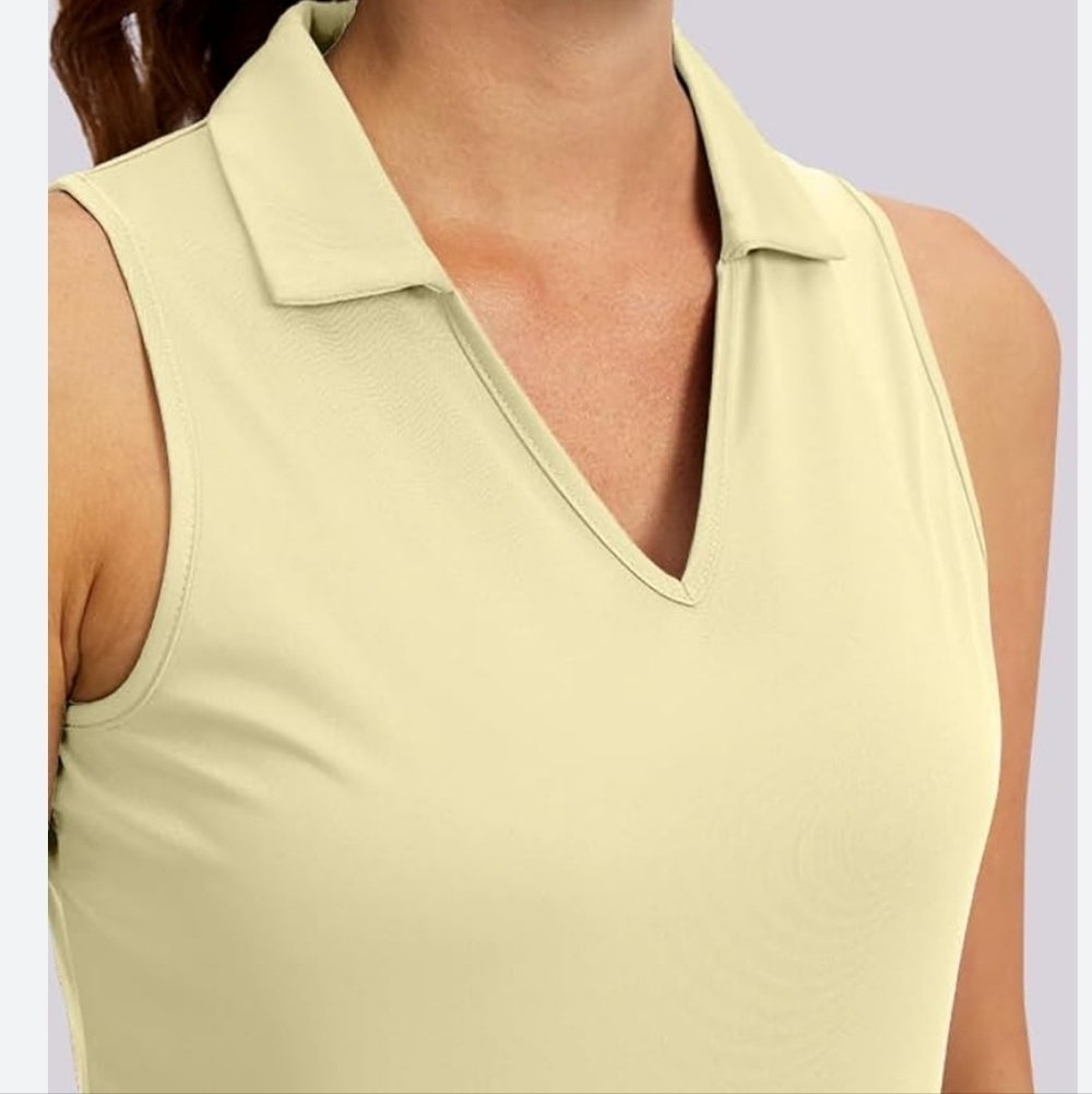 Lucky in Love Sleeveless Golf Polo Shirt Small Neon Tennis Pickleball Athleisure